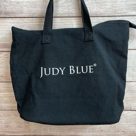 JUDY BLUE CANVAS TOTE BAG IN BLACK - Picture 2 of 5